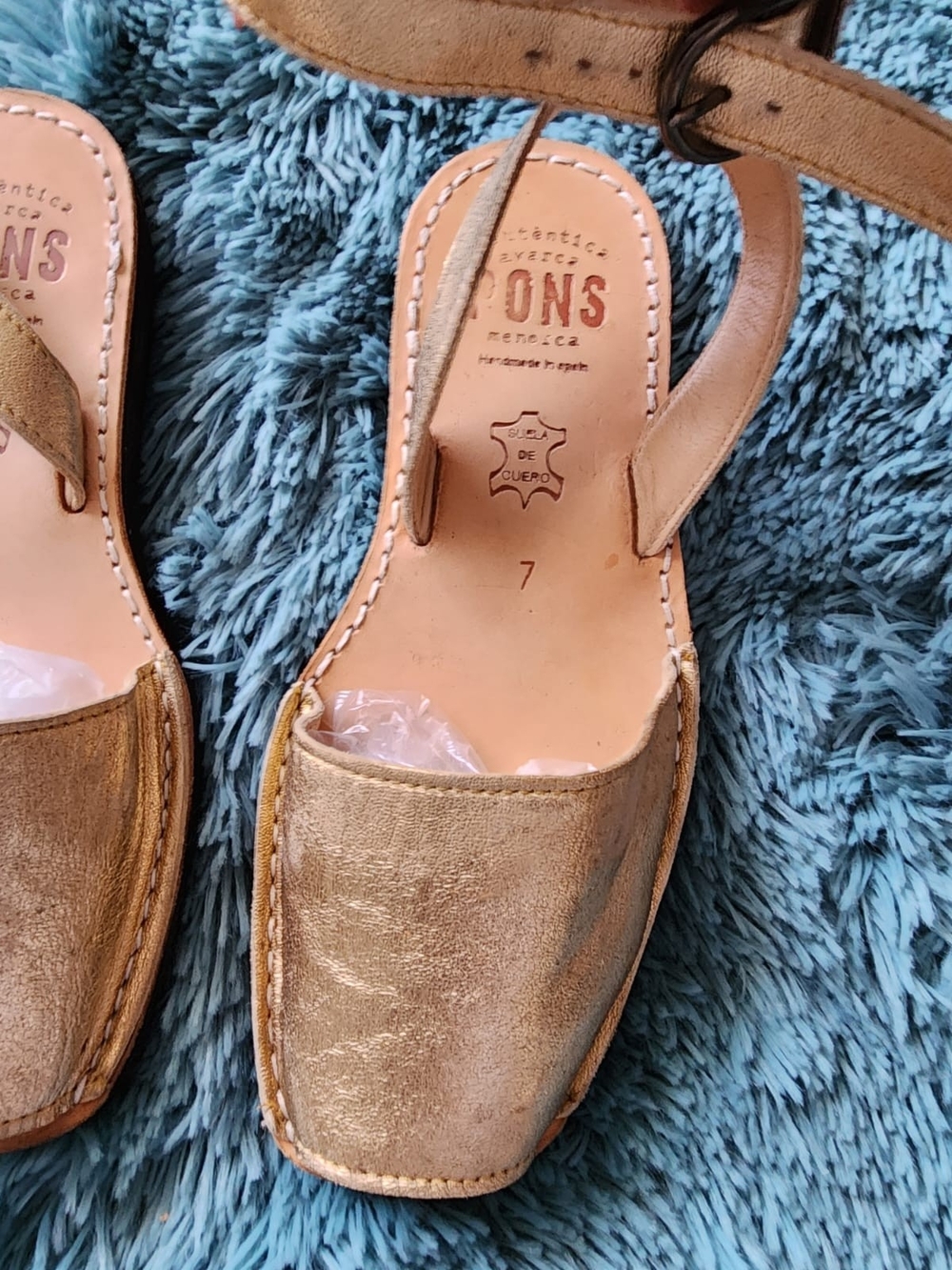 PONS Women's Gold Leather Slingback Sandals - Size 7 And Pink Leather Size 6